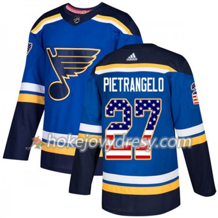 Pánské Hokejový Dres St. Louis Blues Alex Pietrangelo 27 2017-2018 USA Flag Fashion Modrá Adidas Authentic